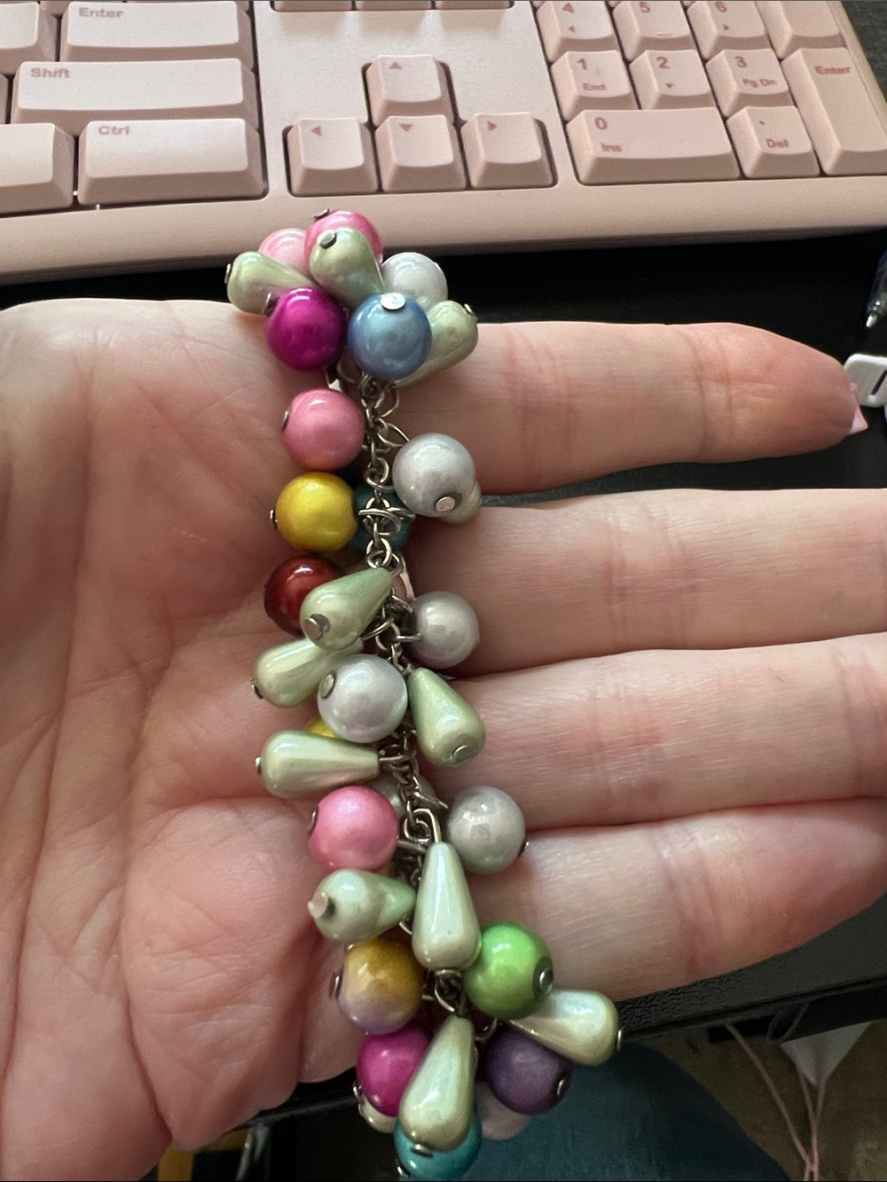 Multicolor Bead & Teardrop Charm Bracelet - Women Jewelry